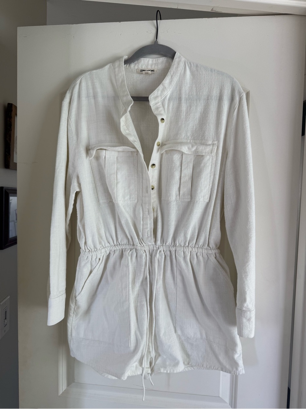 Billabong White Drawstring Waist Romper